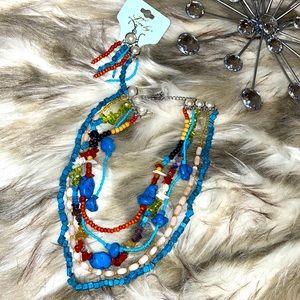 Lovely faux turquoise necklace and earrings set.